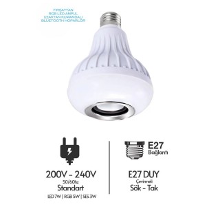 Legend Bluetooth Hoparlörlü Akıllı RGB LED Ampul - E27 Duy Müzikli Lamba ve Ses Bombası