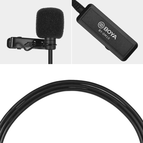 BOYA BY-DM10 Lightning ve USB Yaka Mikrofonu iPhone PC Podcast Röportaj Mikrofon