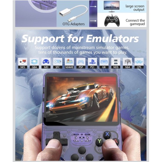 R36S Taşınabilir Retro Oyun Konsolu 3.5 İnç IPS Ekran ArkOS Destekli 64GB