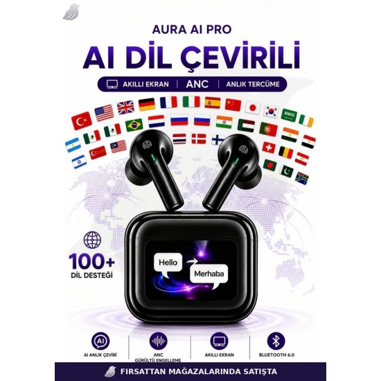 DBL. Aura AI Pro 144 Dil Tercüme Kulaklık Bluetooth 6.0 ANC ENC 500 mAh HD Ses
