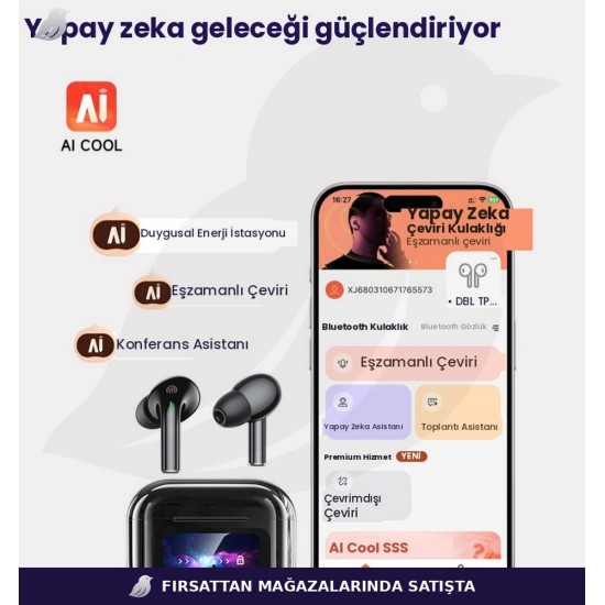 DBL. Aura AI Pro 144 Dil Tercüme Kulaklık Bluetooth 6.0 ANC ENC 500 mAh HD Ses