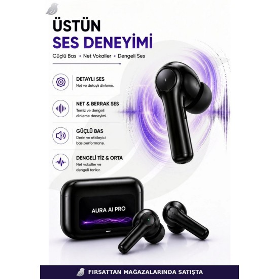 DBL. Aura AI Pro 144 Dil Tercüme Kulaklık Bluetooth 6.0 ANC ENC 500 mAh HD Ses