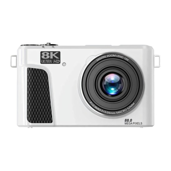 8K Dijital Fotoğraf Makinesi 88MP Vlog Kamerası 18X Zoom 3 inç 180 derece Flip Ekran WiFi Flaşlı