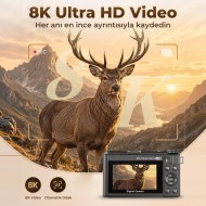 8K Dijital Fotoğraf Makinesi 88MP Vlog Kamerası 18X Zoom 3 inç 180 derece Flip Ekran WiFi Flaşlı