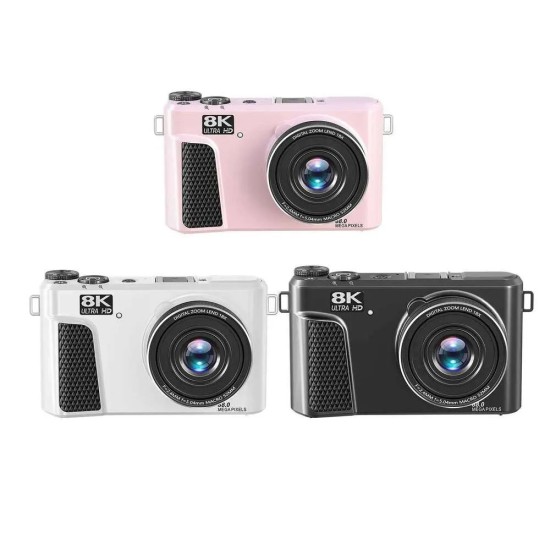8K Dijital Fotoğraf Makinesi 88MP Vlog Kamerası 18X Zoom 3 inç 180 derece Flip Ekran WiFi Flaşlı