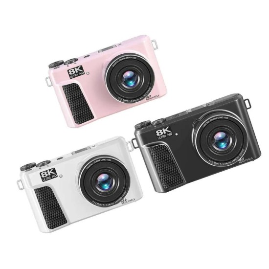 8K Dijital Fotoğraf Makinesi 88MP Vlog Kamerası 18X Zoom 3 inç 180 derece Flip Ekran WiFi Flaşlı
